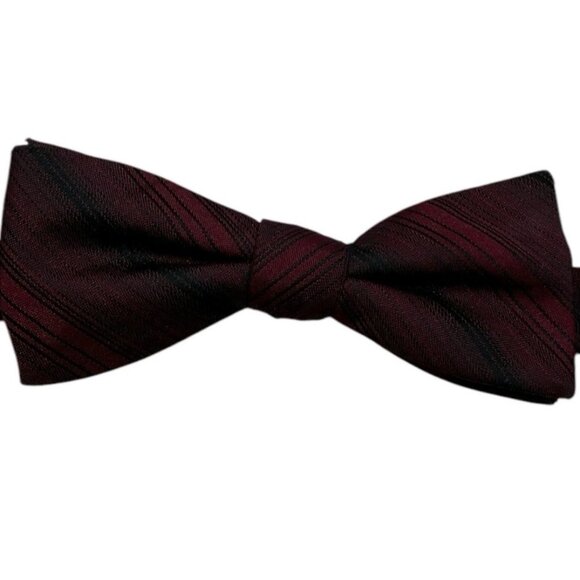 NEW APT. 9 Men's 100% Polyester DESIGNER Bow Tie Burgundy Striped W:2.1" - Picture 1 of 3